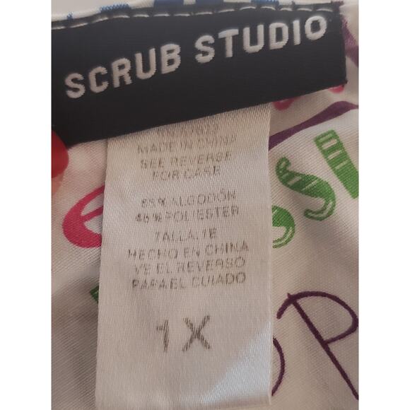 Scrub Studio Positive Vibes Love Hope Care Passion Courage Peace Laugh Scrub Top - Picture 4 of 5